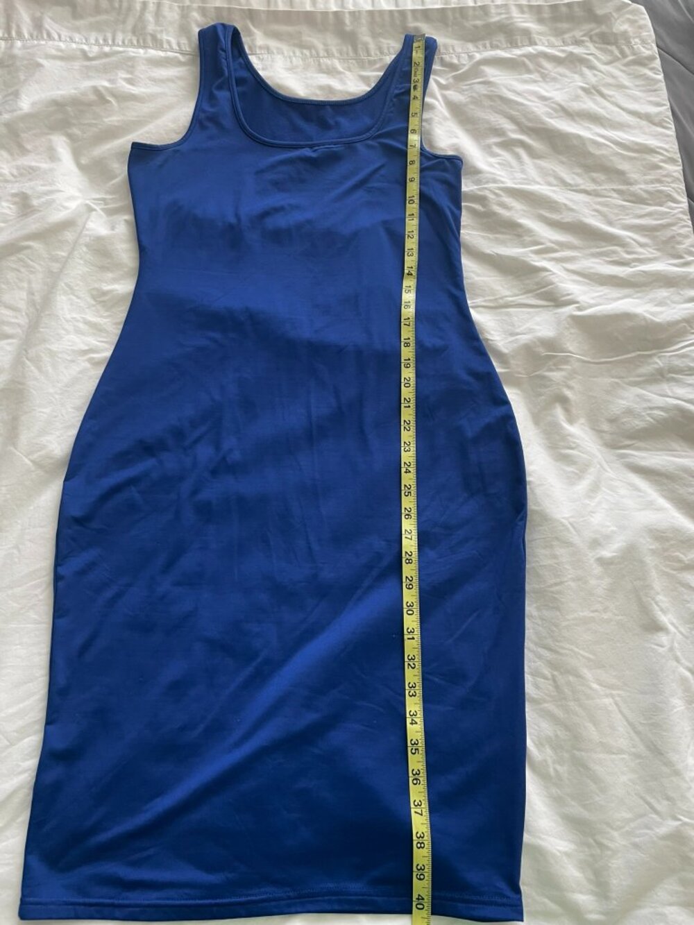 Blue Bodycon Tank Dress – Sleek Stretchy Scoop‑Neck Midi